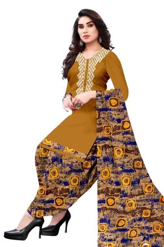 Yellow printed crepe salwar