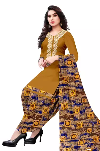 Yellow printed crepe salwar