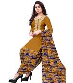 Yellow printed crepe salwar