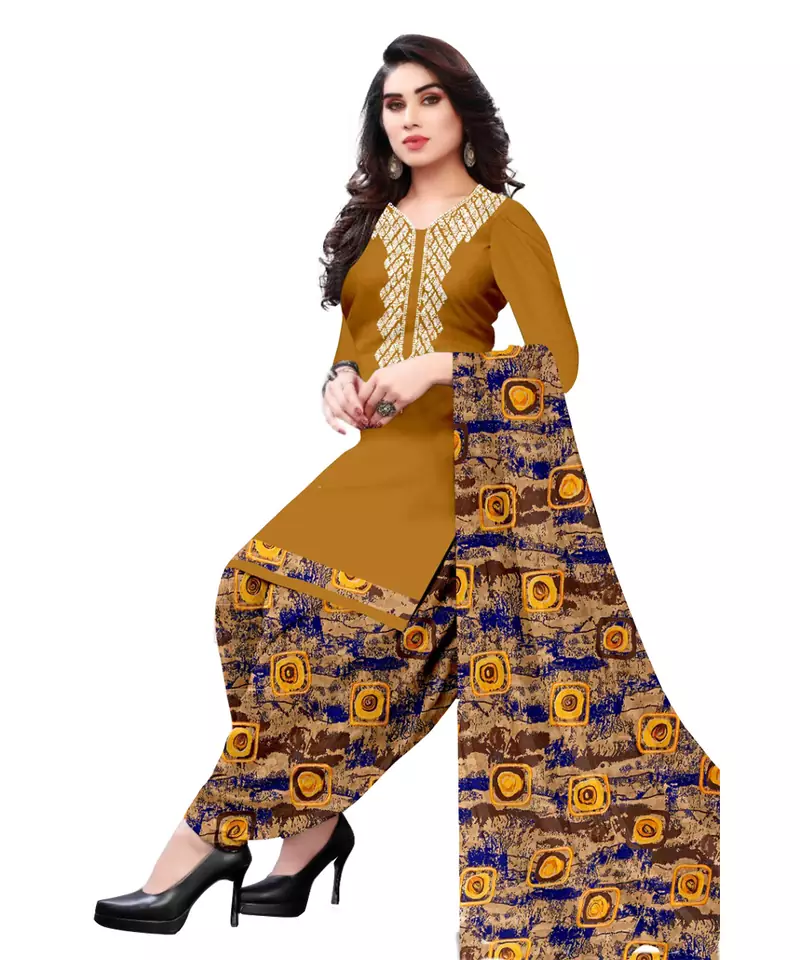 Yellow printed crepe salwar