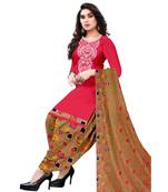Red printed crepe salwar