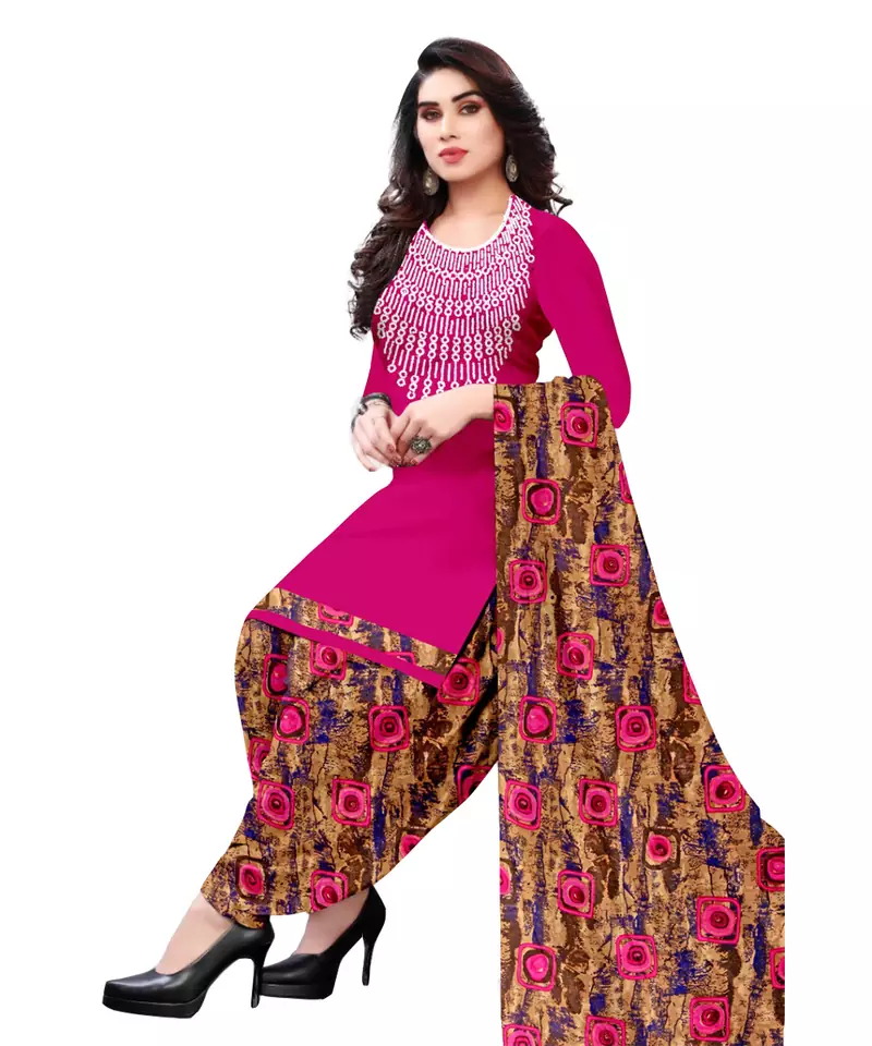 Pink printed crepe salwar