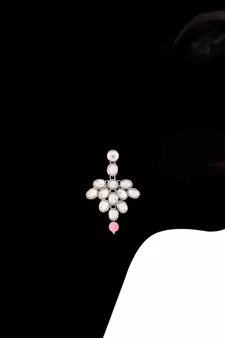 Pink beaded_jewellery Rhodium Alloy   Necklace   with Pair of Earring