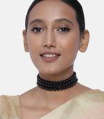 Black beaded_jewellery Yellow Gold Alloy   Necklace