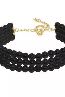 Black beaded_jewellery Yellow Gold Alloy   Necklace