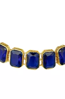 Blue beaded_jewellery Yellow Gold Alloy   Necklace   with Pair of Earring