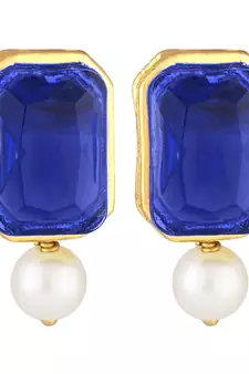 Blue beaded_jewellery Yellow Gold Alloy   Necklace   with Pair of Earring