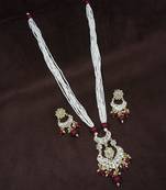 Maroon beaded_jewellery Yellow Gold Alloy   Necklace   with Pair of Earring