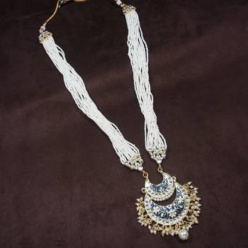 Blue beaded_jewellery Yellow Gold Alloy   Necklace   with Pair of Earring 1
