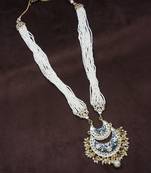 Blue beaded_jewellery Yellow Gold Alloy   Necklace   with Pair of Earring