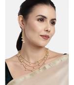 Gold beaded_jewellery Yellow Gold Alloy   Necklace   with Pair of Earring