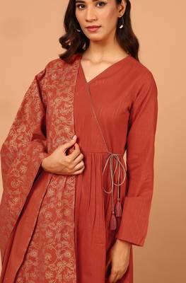 Orange stripes print cotton salwar 5