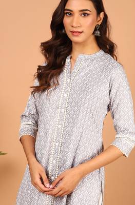 Janasya Grey floral print rayon salwar 5