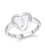 cz alloy Rhodium plated Valentine collection Initial '' J '' Letter in heart ring