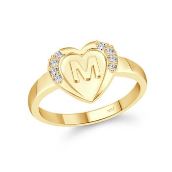 cz alloy Rhodium plated Valentine collection Initial '' M '' Letter in heart ring 1