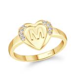 cz alloy Rhodium plated Valentine collection Initial '' M '' Letter in heart ring