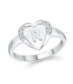 cz alloy Rhodium plated Valentine collection Initial '' R '' Letter in heart ring