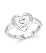 cz alloy Rhodium plated Valentine collection Initial '' S '' Letter in heart ring