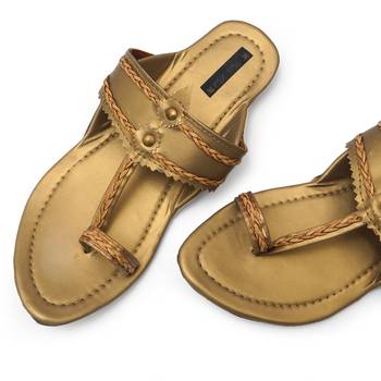Gold Ethnic Vegan Leather Kolhapuri for women 5