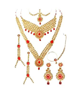 Red Golden Bridal Set for Women 3