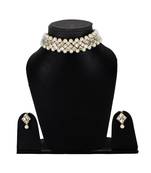 Pearl Kundan Designer White Chokar Necklace Set with Earings for Women and Girls