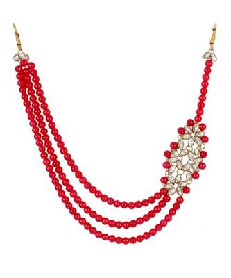 Strings Side Kundan Pendant Necklace Set with Earings and Maang Tikka for Women with Chokar 3