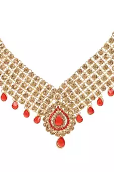 Strings Side Kundan Pendant Necklace Set with Earings and Maang Tikka for Women with Chokar