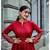 Maroon Foil Print Rayon Fit and Flare Dress