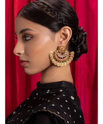Bespoke Red and Gold Chandbali Earrings 1
