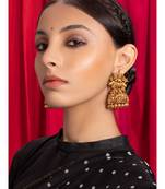 Ethnic Red  Green  and Gold Jhumka Earrings