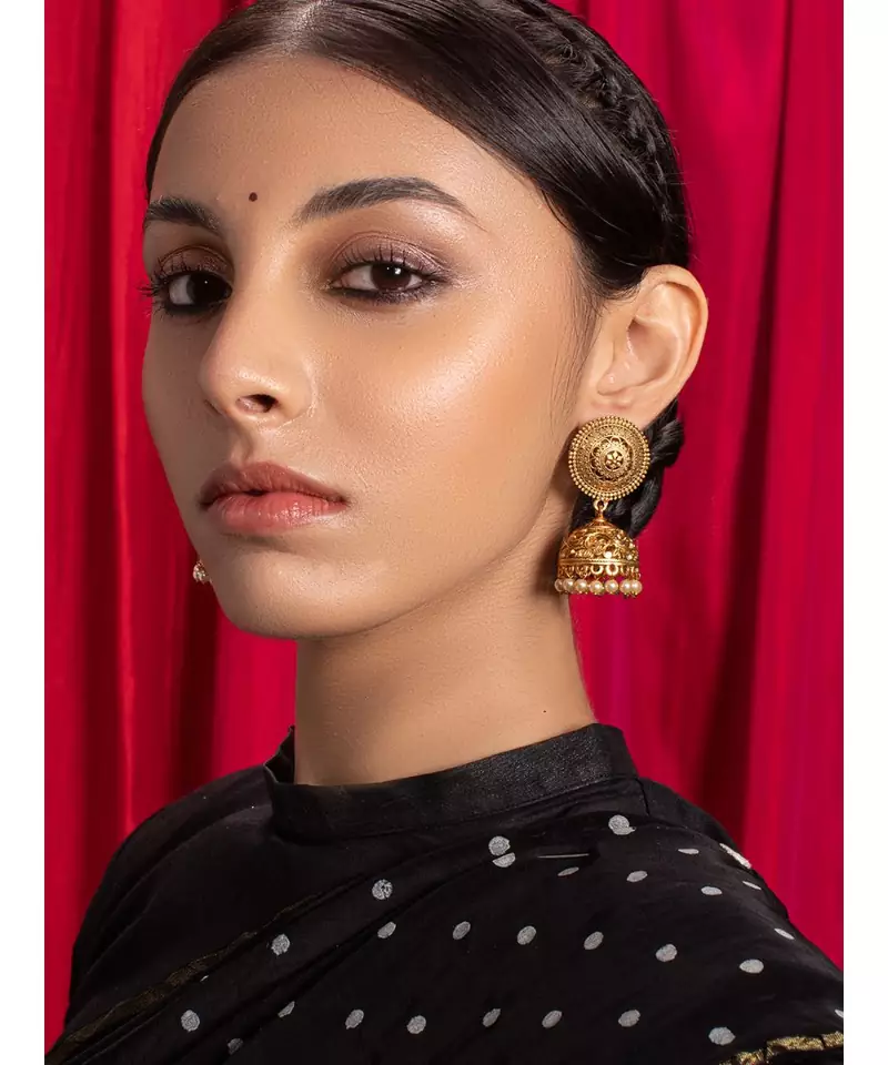 Antique Gold Jhumka Earrings