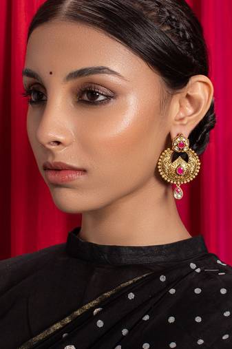 Chic Red and Gold Drop Earrings
