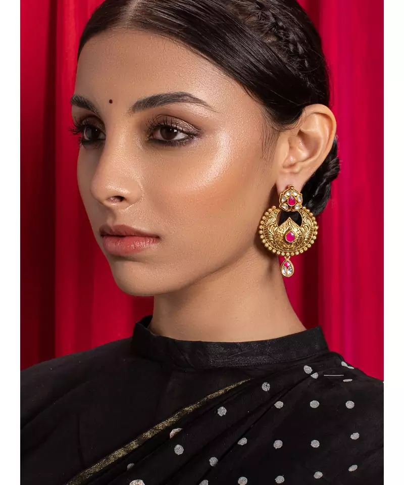 Chic Red and Gold Drop Earrings