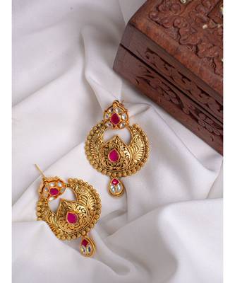 Chic Red and Gold Drop Earrings 2