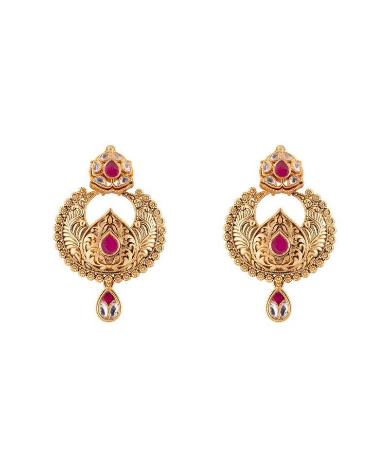Chic Red and Gold Drop Earrings