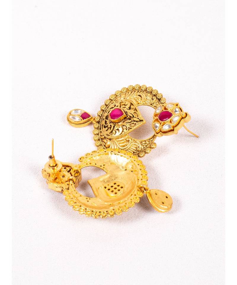 Chic Red and Gold Drop Earrings