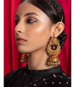 Beautiful Gold  Red and Green Jhumka Earrings