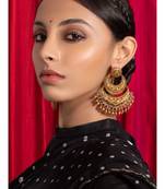 Deluxe Red  Green and Gold Chandbali Earrings