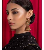 Lush Red  Green  and Gold Jhumka Earrings