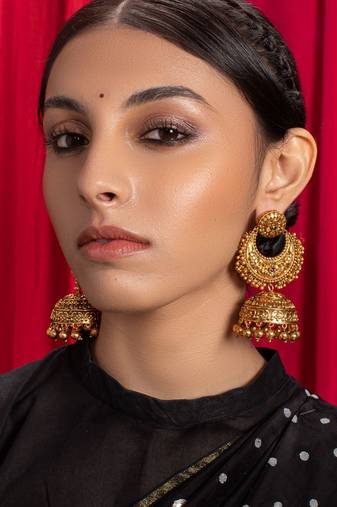 Deluxe Antique Gold Jhumka Earrings
