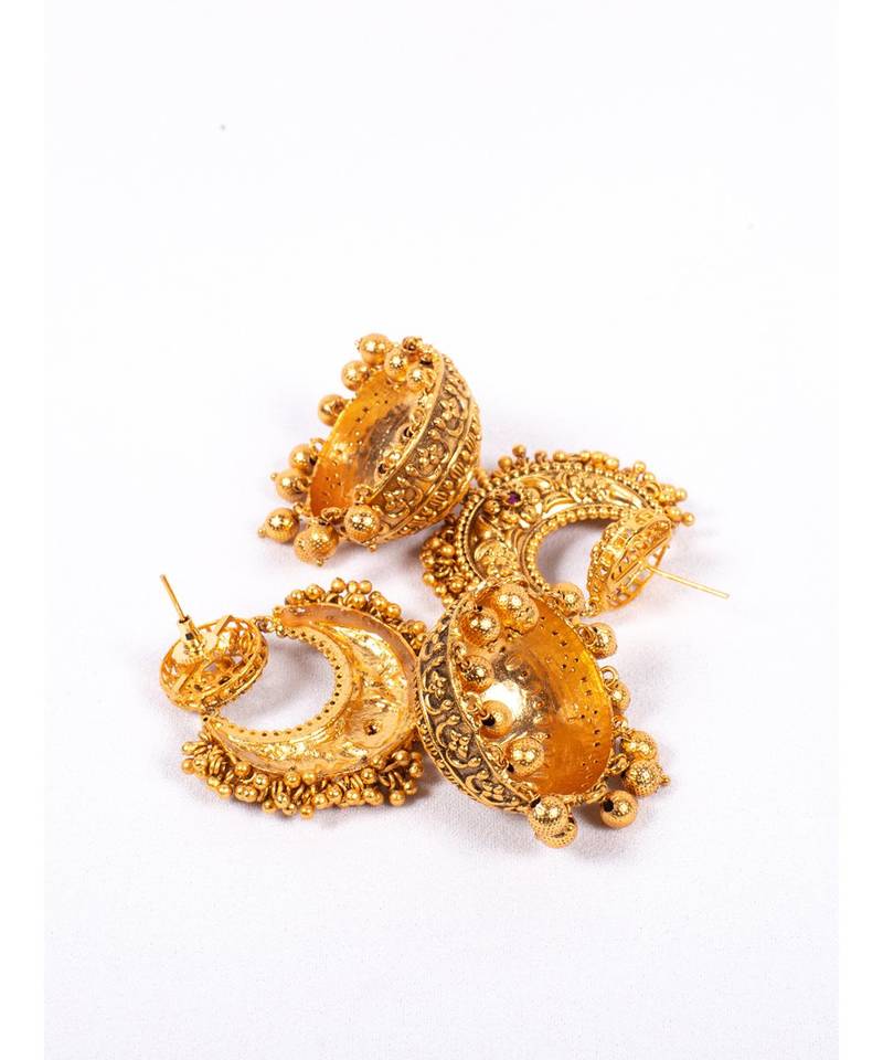 Deluxe Antique Gold Jhumka Earrings