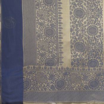 grey Woven silk blend saree with blouse 3