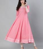Pink printed viscose ethnic-kurtis