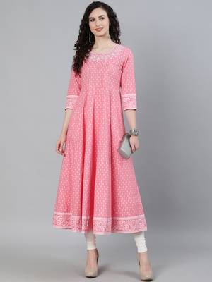 Pink printed viscose ethnic-kurtis 2