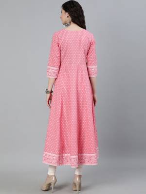 Pink printed viscose ethnic-kurtis 3