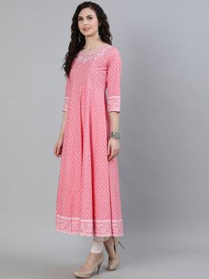 Pink printed viscose ethnic-kurtis 4
