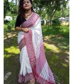 White Cotton  woven  saree  with blouse