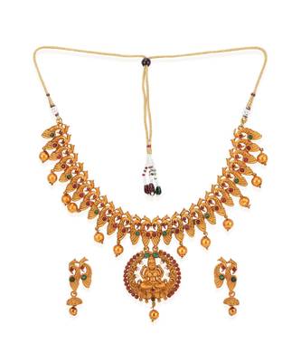 Gold gold plated Yellow Gold Alloy   Necklace   Pair Earring 1