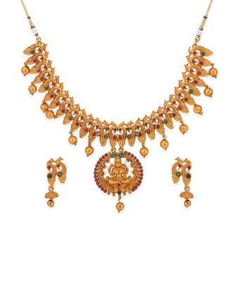 Gold gold plated Yellow Gold Alloy   Necklace   Pair Earring 2
