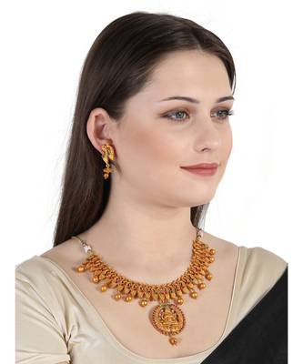 Gold gold plated Yellow Gold Alloy   Necklace   Pair Earring 3